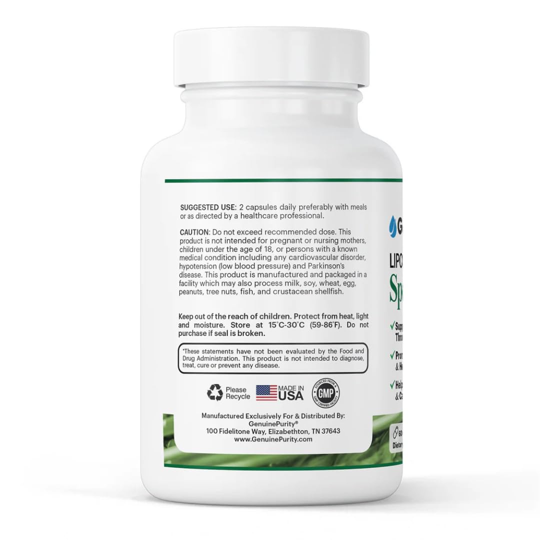 GenuinePurity Liposomal Spermidine 8mg usage guide indicating simple daily capsule intake.