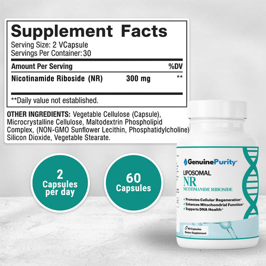 GenuinePurity NR capsules are vegan-friendly for daily cellular support.