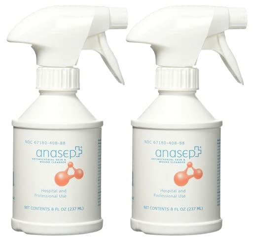 Geometal Anasept bottle with finger sprayer for easy wound cleansing.