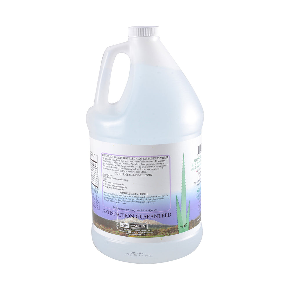 George's Aloe Vera Liquid measured with a cup for precise dosing.