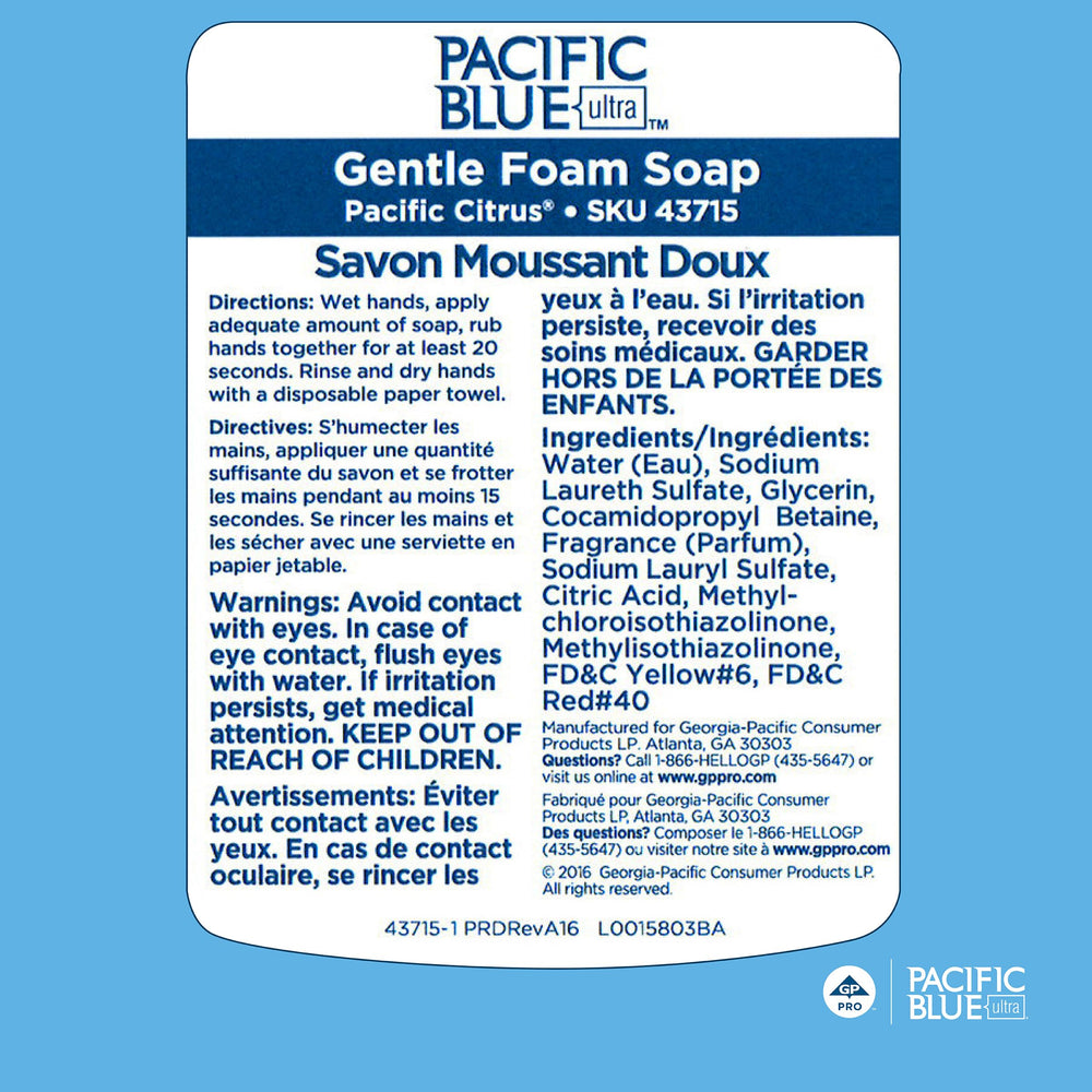 Four-bottle case of Pacific Blue Ultra refills ready for high-traffic spaces.