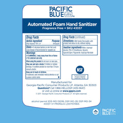 Georgia-Pacific Pacific Blue Ultra foam sanitizer refill with 33.8 oz capacity for long use.