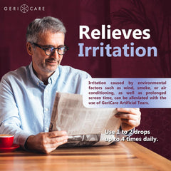 GeriCare artificial tears dropper application supports easy, precise use.