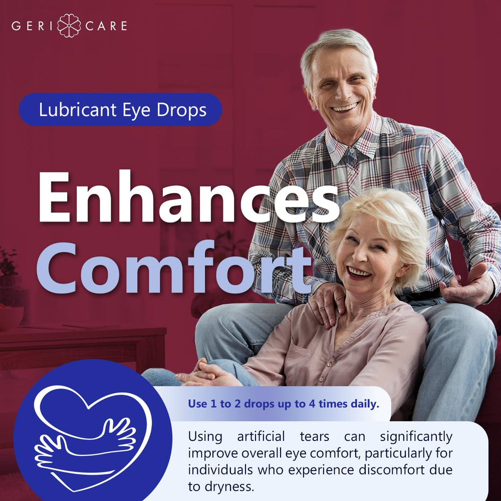 GeriCare label closeup emphasizes gentle, eye-friendly formula.