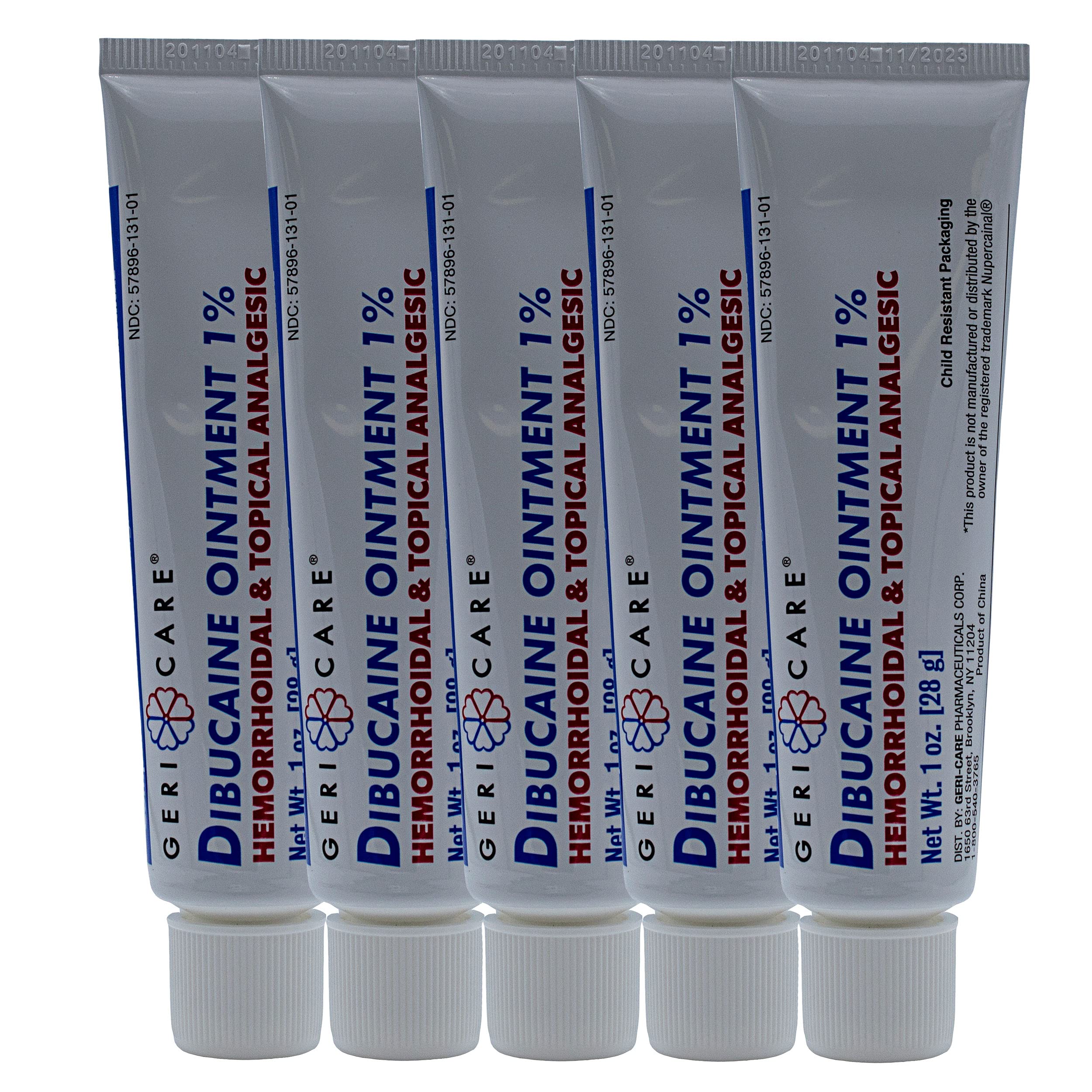 GeriCare Dibucaine hemorrhoid ointment tube provides fast analgesia.