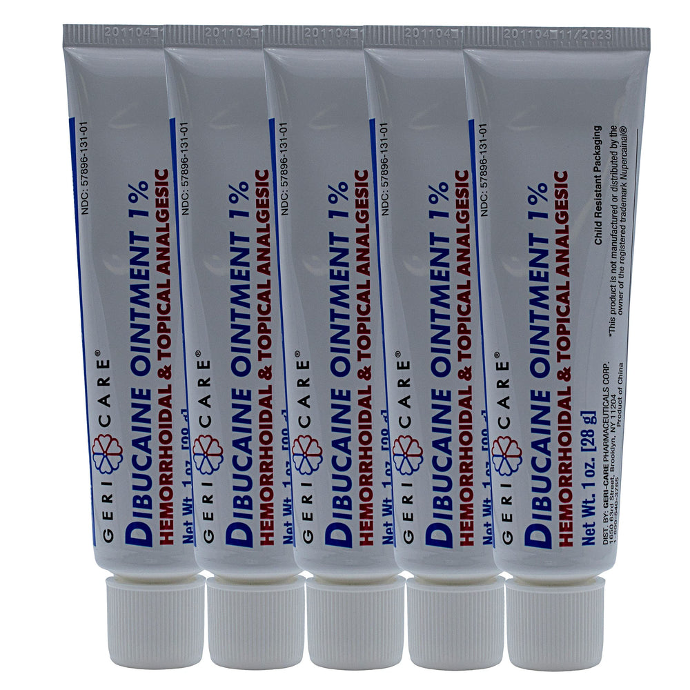 GeriCare Dibucaine hemorrhoid ointment tube provides fast analgesia.