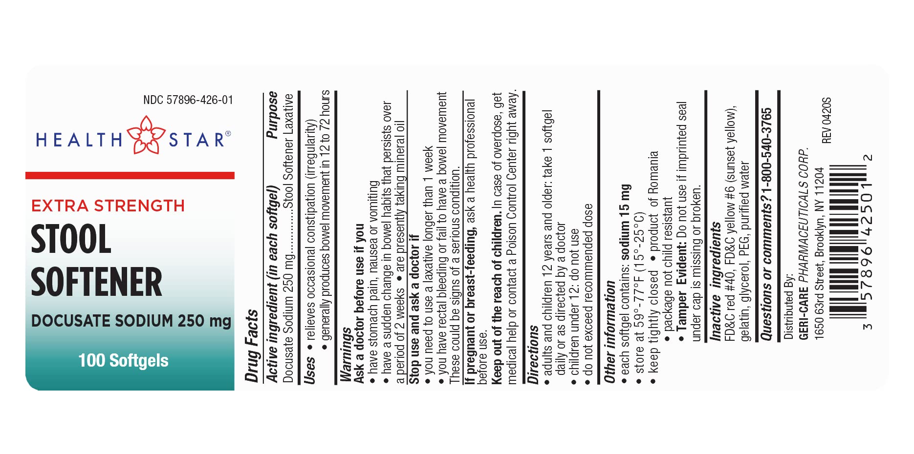 Geri Care Docusate softgel easy-swallow feature for daily comfort.