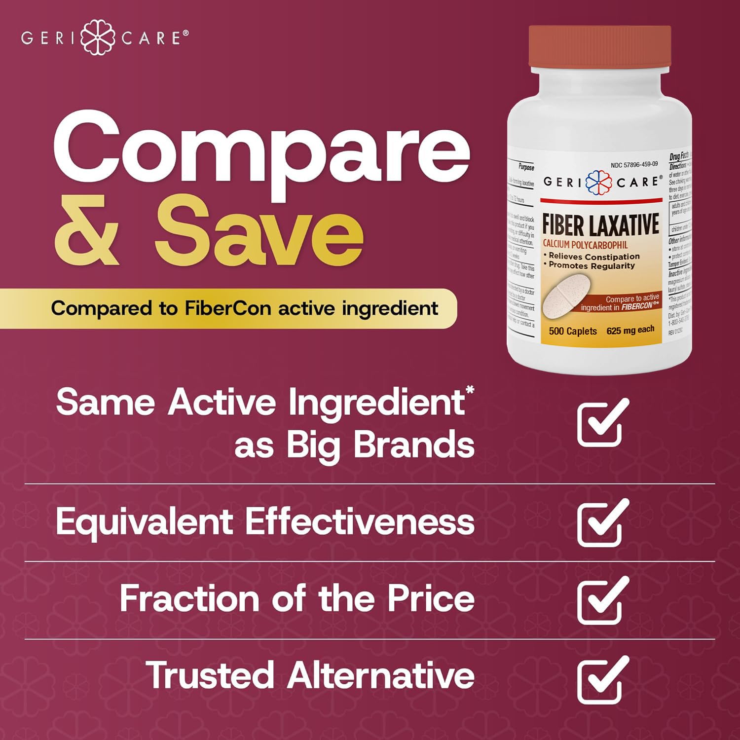 GeriCare allergy-friendly icons on packaging highlighting gluten-free and dairy-free notes