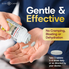GeriCare label info icon image indicating vegan and non-GMO attributes
