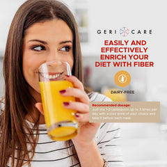 GeriCare Geri-Mucil powder dissolving in liquid for smooth mixing.