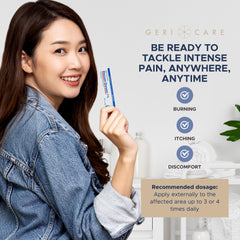 GeriCare ointment in a bag for on-the-go relief.