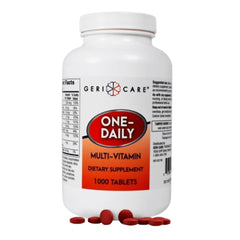 GeriCare One-Daily bottle front view, complete daily multivitamin formula.