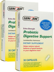 GeriCare Probiotic Digestive Support 30 capsules, two-pack for convenient daily use.