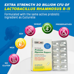 GeriCare probiotic bottle front view highlighting daily gut balance.