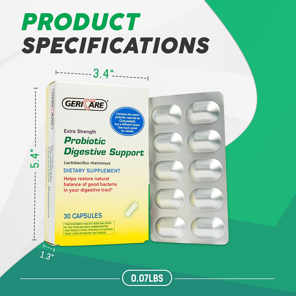 GeriCare label close-up showing 20 billion CFU potency.