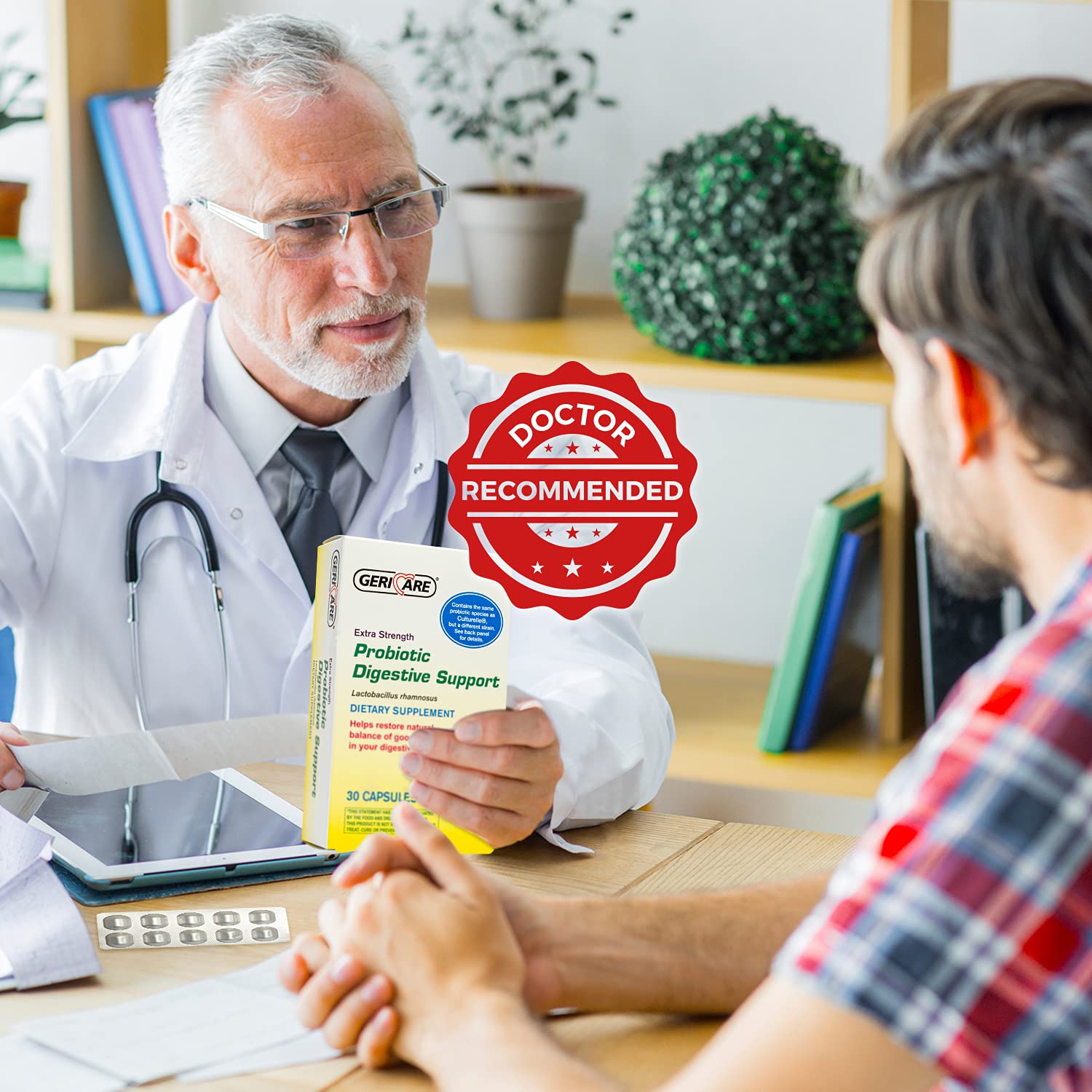 GeriCare brand logo reinforces trusted digestive support.