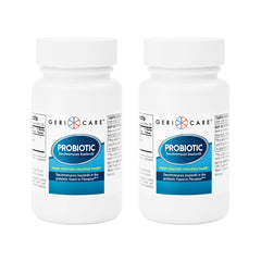 GeriCare S. boulardii bottle closeup highlighting probiotic capsules for gut balance.