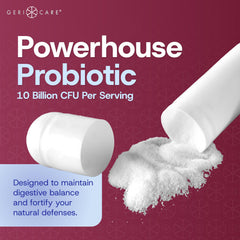 GeriCare S. boulardii immune support graphic suggests gut-immune link.