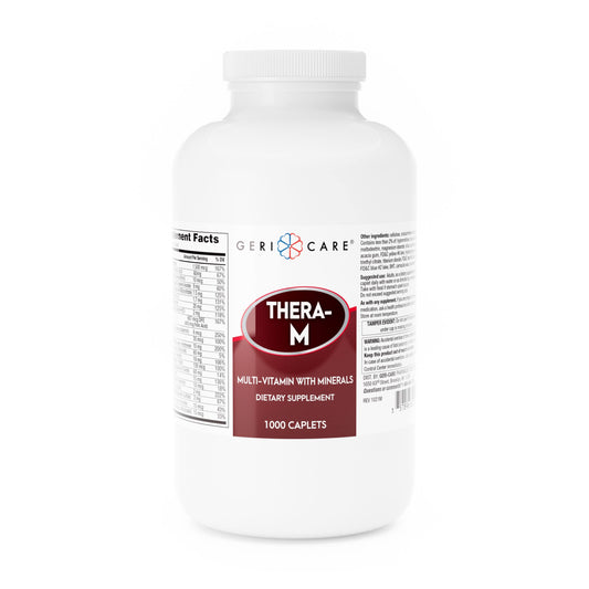 GeriCare Thera M bottle front, showing convenient one-a-day multivitamin for daily nutrition.