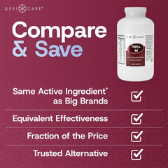 GeriCare Thera M bottle top view highlights secure packaging for shelf storage.