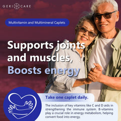 GeriCare Thera M nutrition facts chart highlights essential vitamins and minerals.