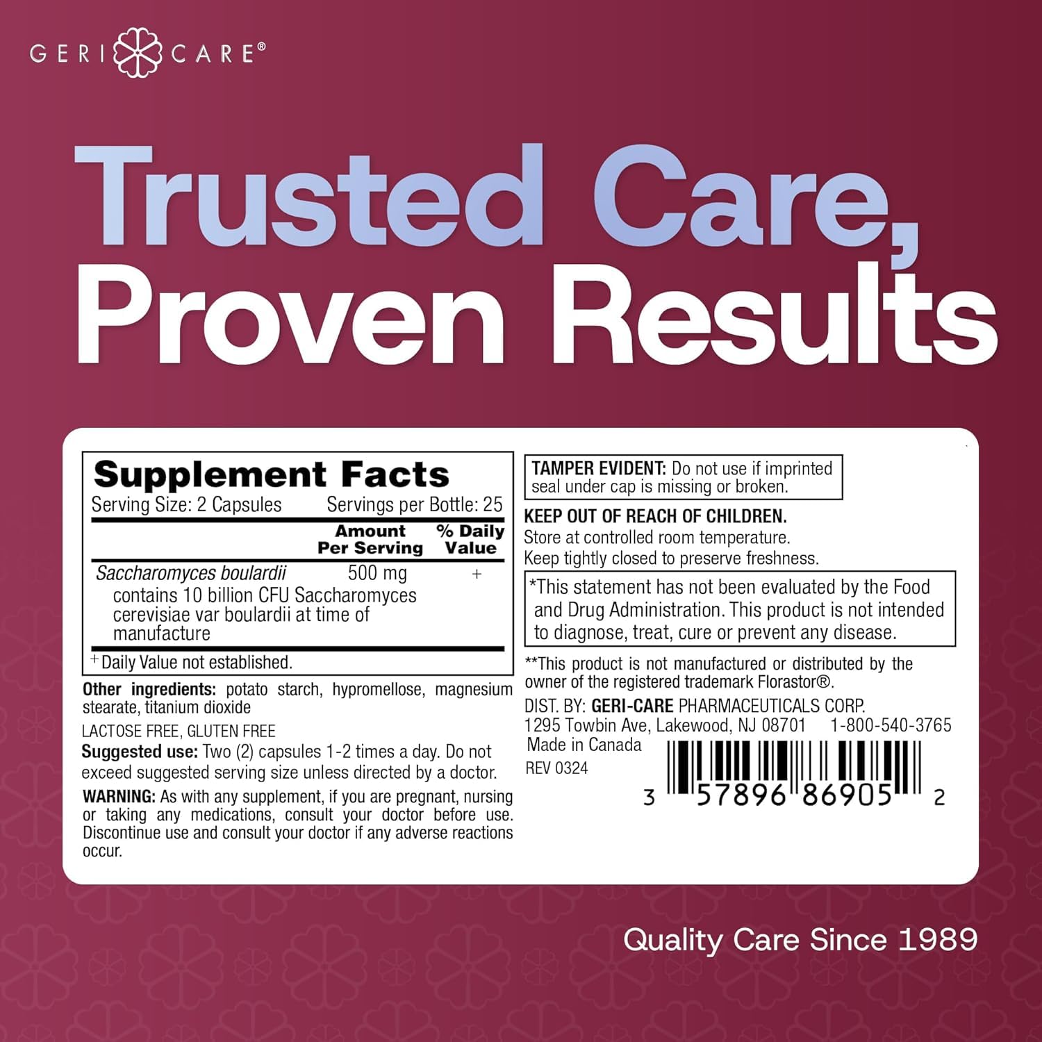 GeriCare Ultimate Probiotic pills closeup showing capsule texture and quality