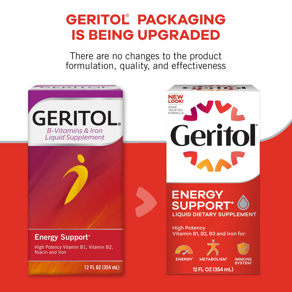 Geritol liquid shown with pleasant taste for easy consumption
