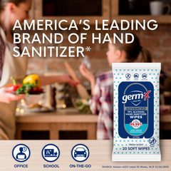 Germ-X Advanced Wipes contain 70 percent alcohol for effective sanitizing anytime.