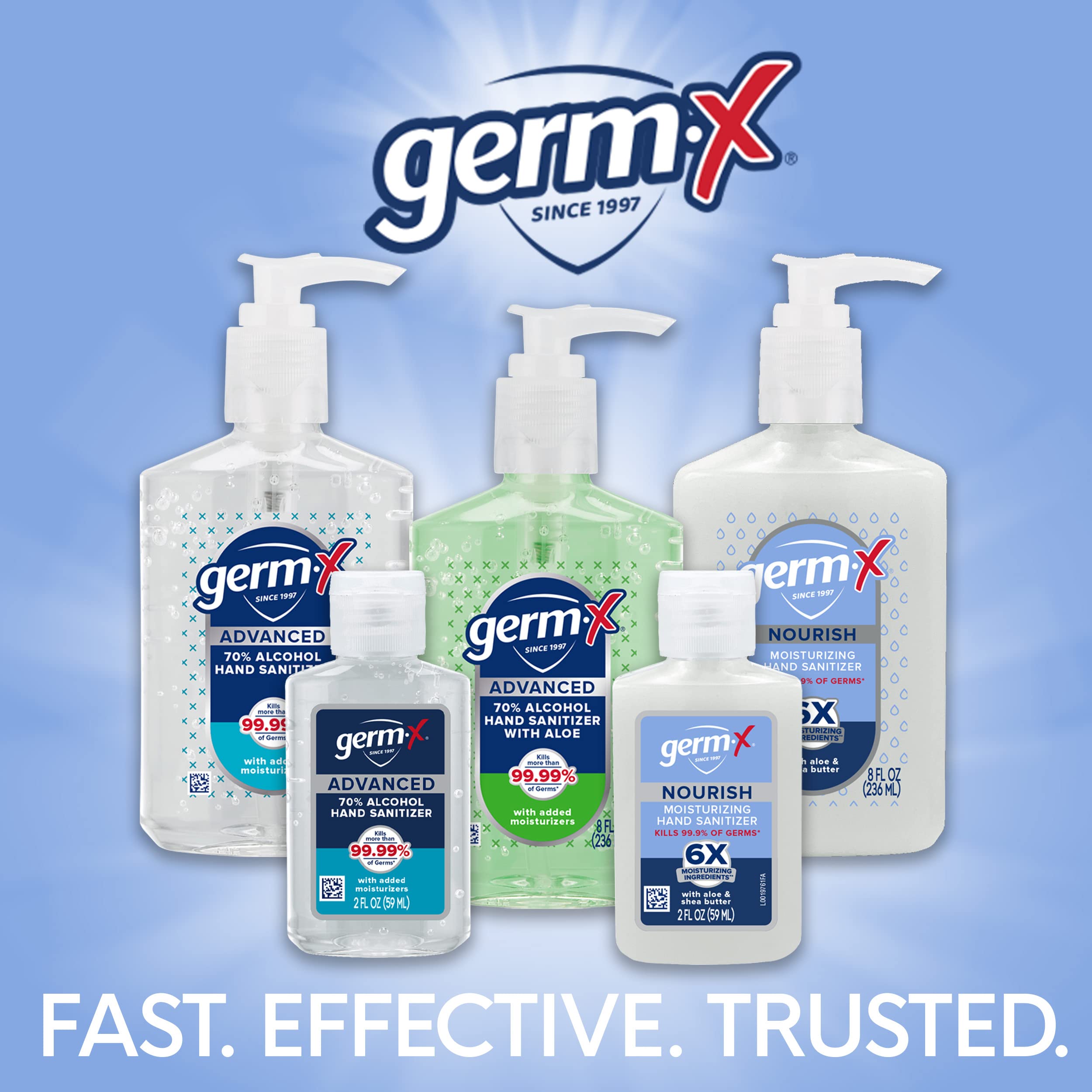 Germ-X Nourish travel-size 2oz bottle, easy to carry in bags.