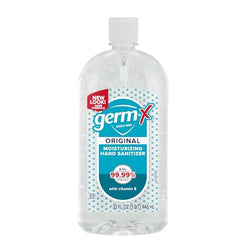 Germ-X Original 32 oz bottle label close-up for branding and usage.