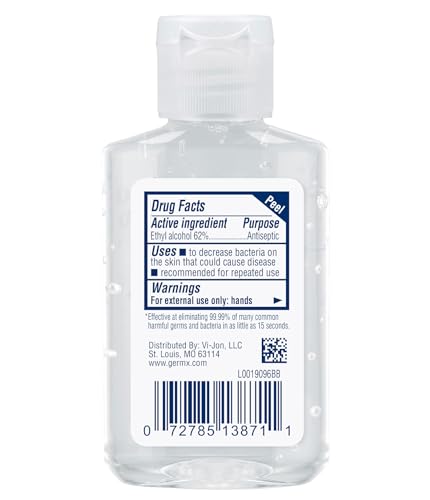 Germ-X Original hand sanitizer bottle back label highlights Vitamin E benefits.