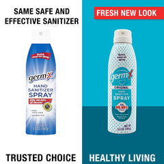 Moisturizing Germ-X formula on a spray bottle emphasizing non-drying feel