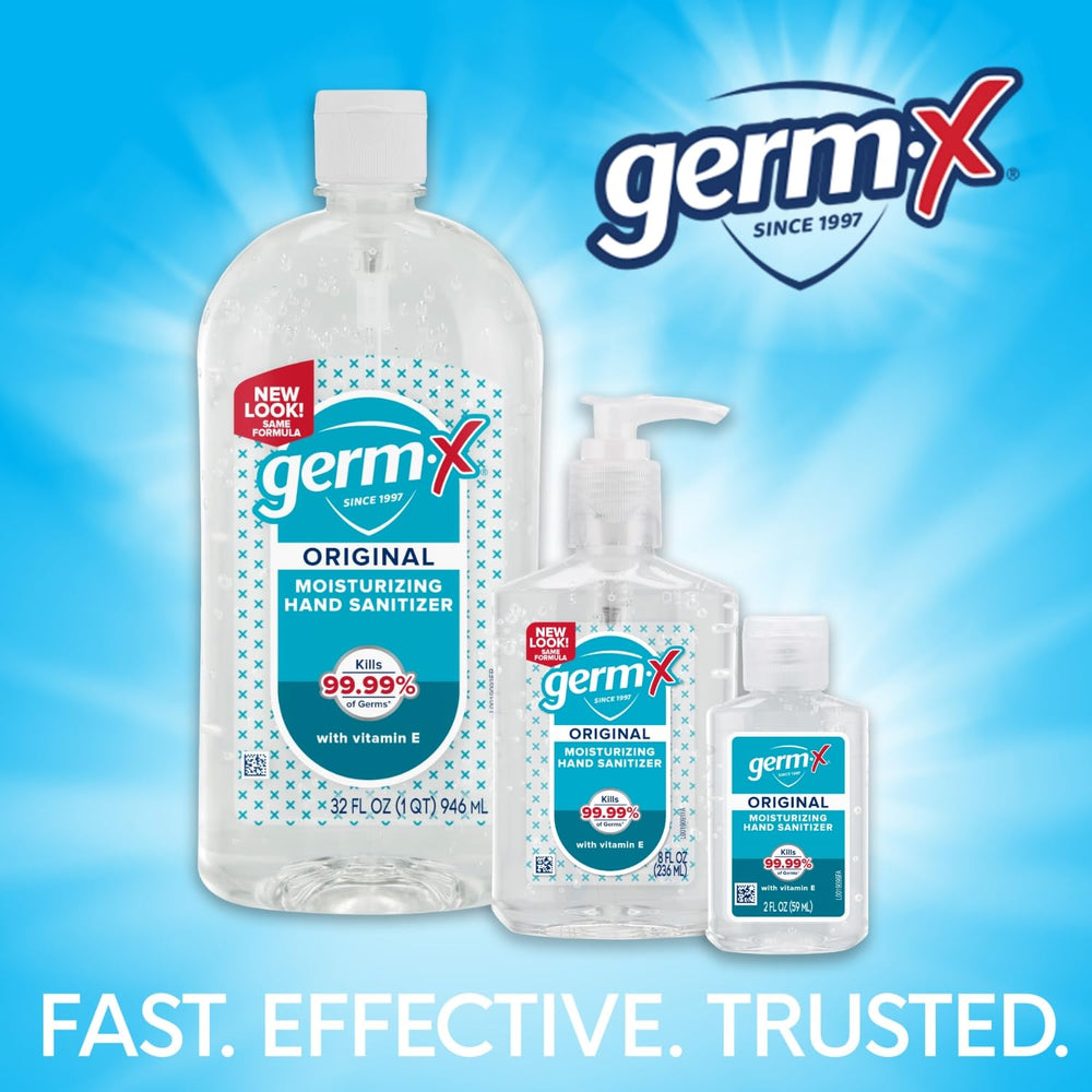 Germ-X Original Vitamin E enriched gel nourishes skin during use.