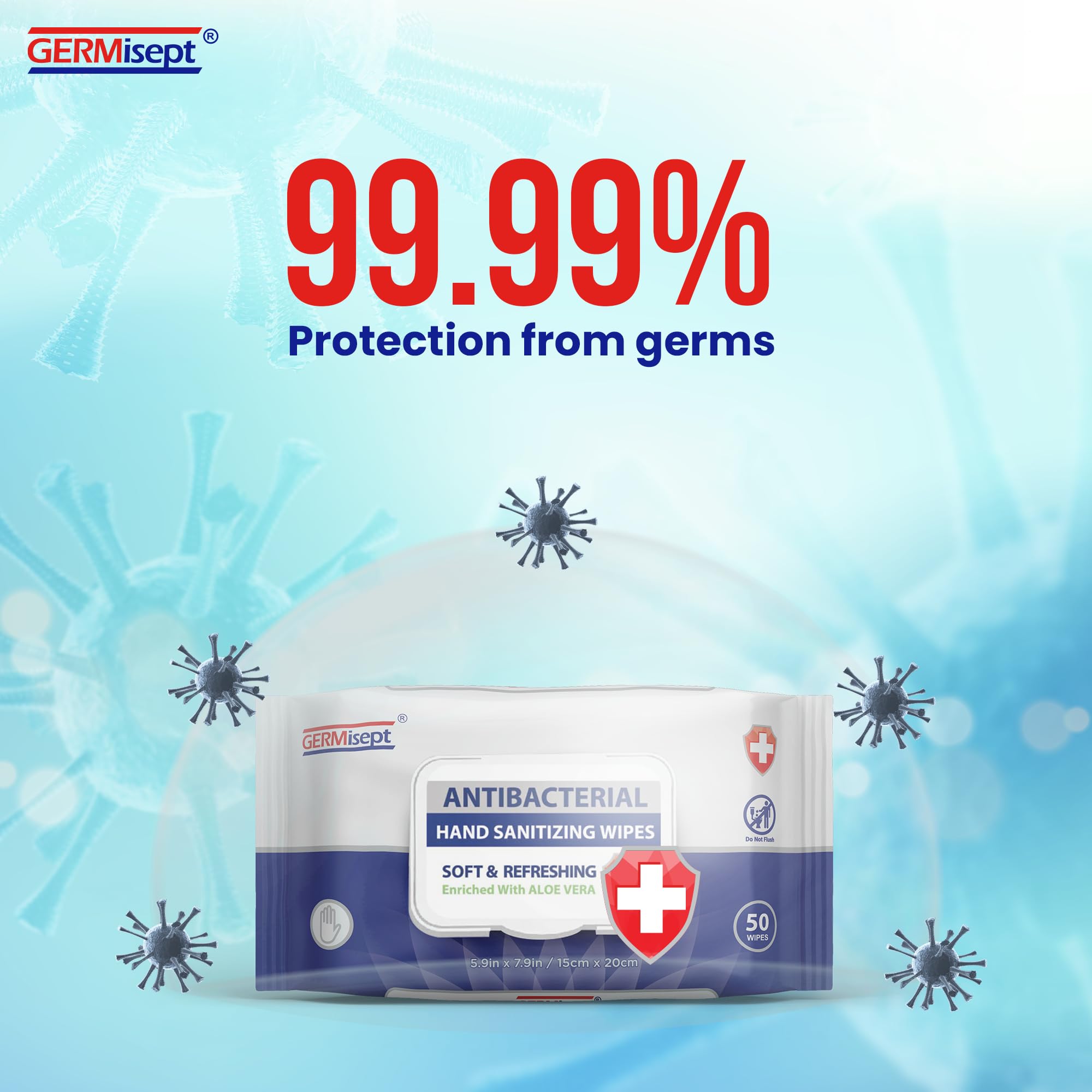 Germisept wipes in office or classroom setting for quick cleaning.