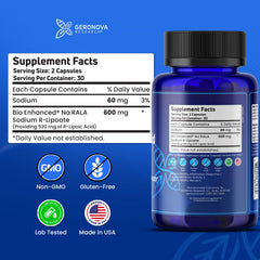 Close-up of Geronova RLA capsules for easy daily intake and well-being support.
