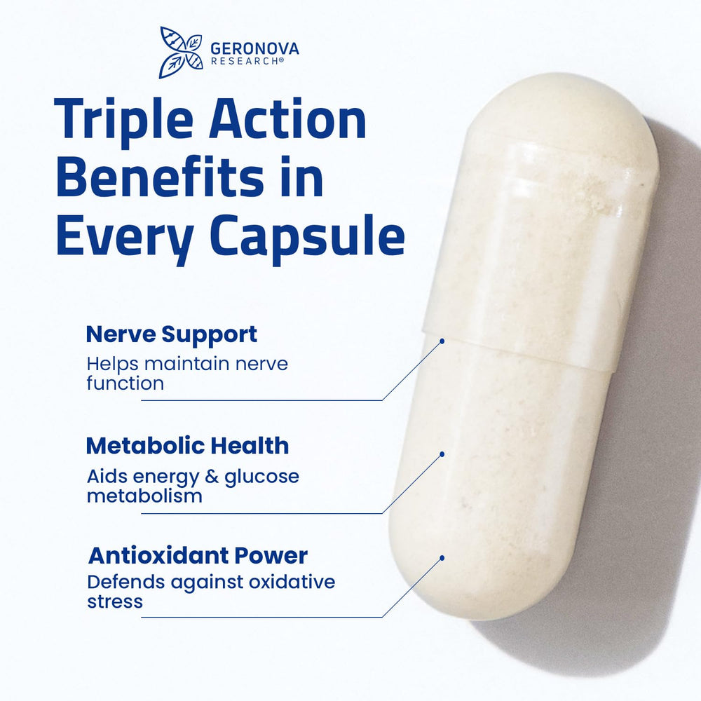 Geronova RLA capsules with water as part of a daily routine.