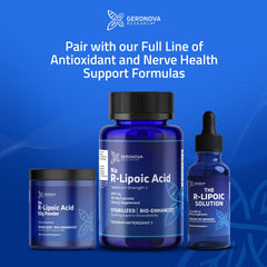 Accessible daily-use bottle designed for ongoing supplementation with Geronova RLA.