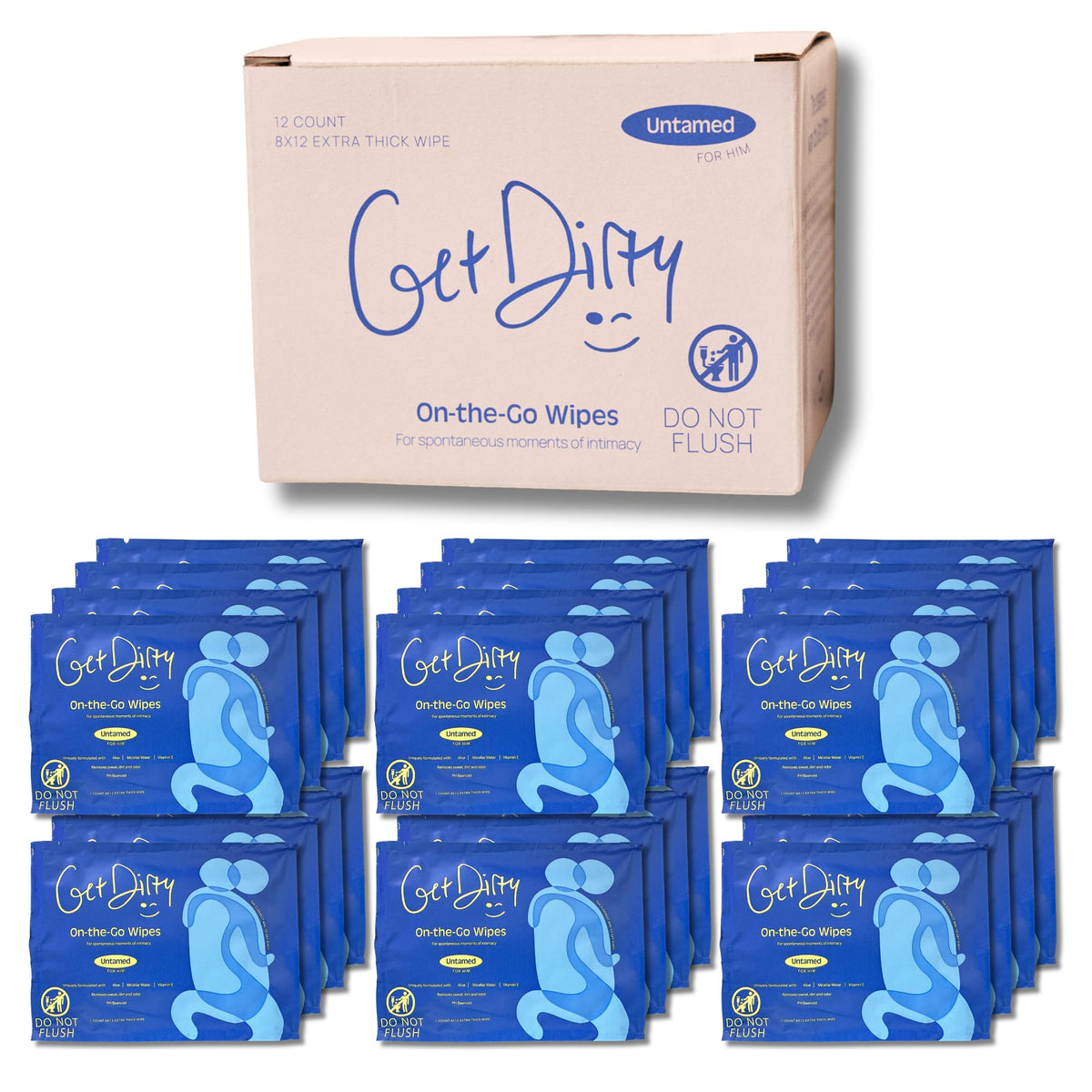 Get Dirty Wipes for Men pack shot showing 24 wipes for quick cleansing on the go