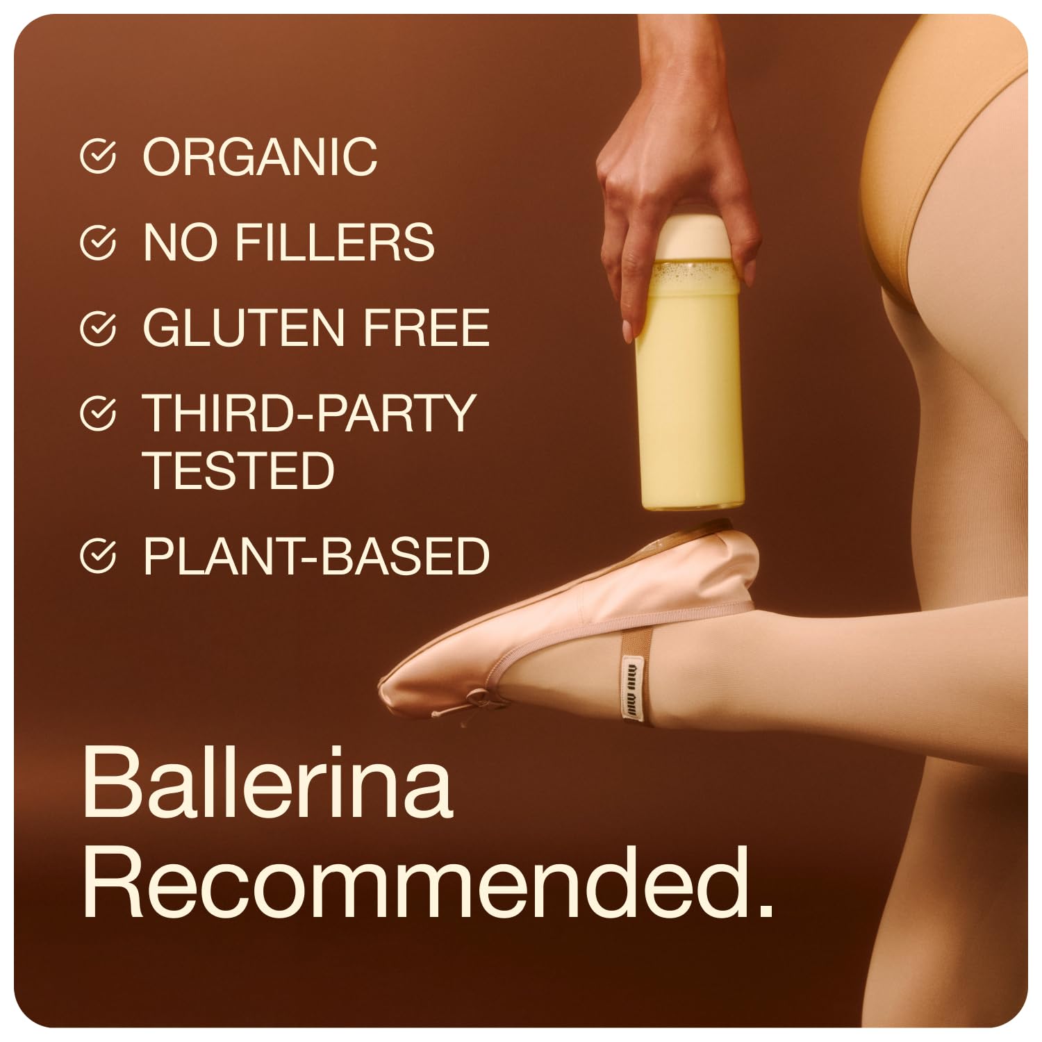 Get Golden vanilla protein powder label — USDA Organic and third-party tested.