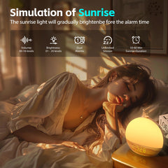 Geuuap sunrise alarm clock with 17 night-light options for mood and visibility