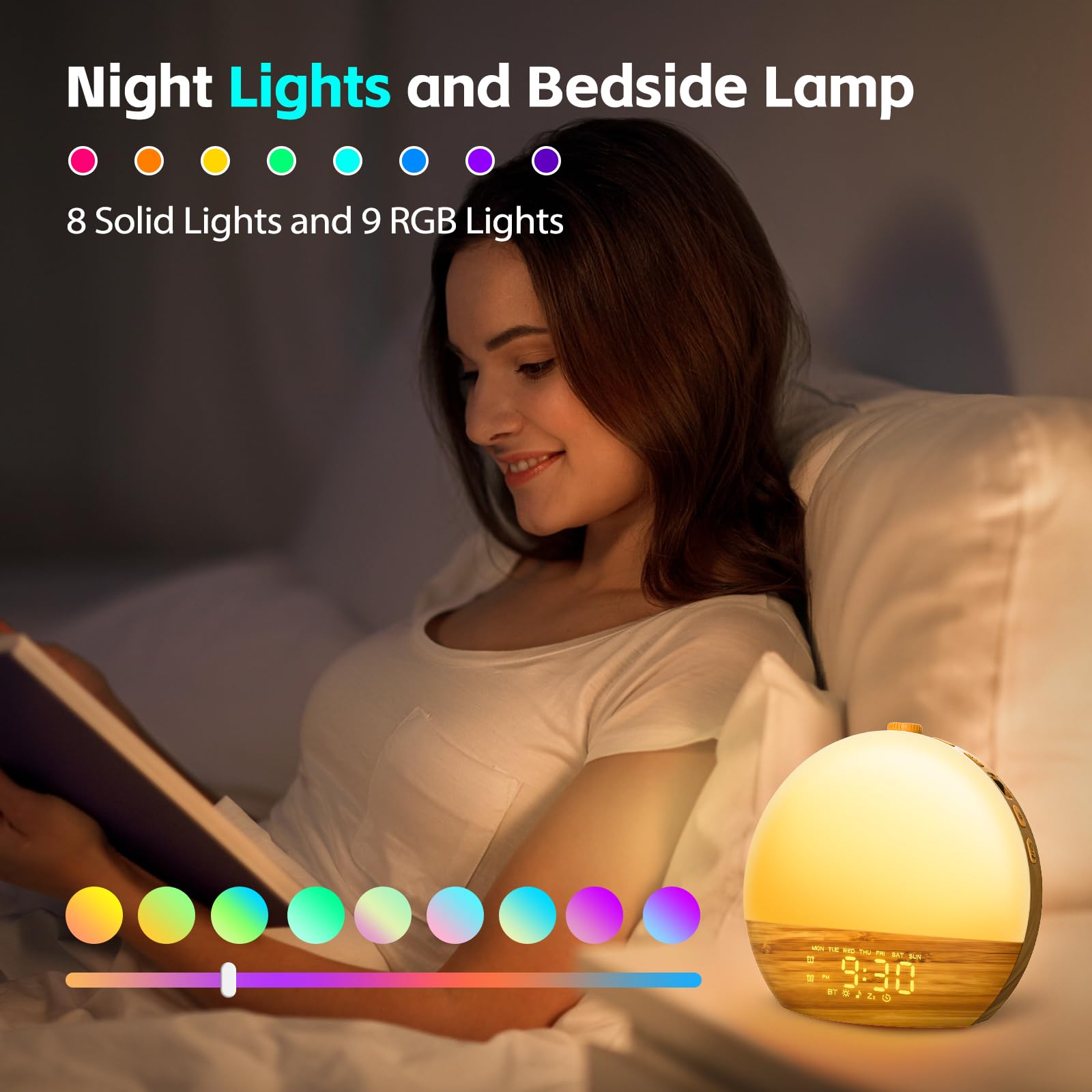 Geuuap sunrise alarm clock functioning as a Bluetooth speaker for playlists