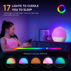 Geuuap Sunrise Alarm Clock backup memory recalls alarms after outages.