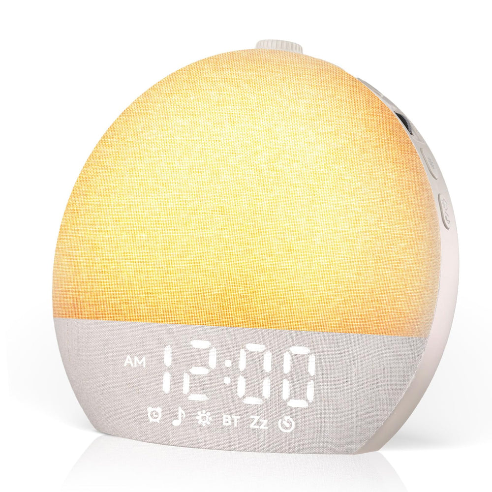 Geuuap Sunrise Alarm Clock khaki front view with gentle wake glow