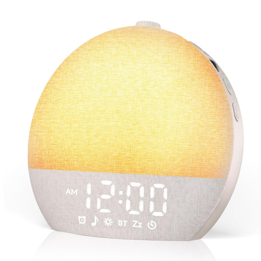 Geuuap Sunrise Alarm Clock khaki front view with gentle wake glow
