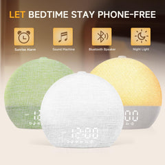 Geuuap Sunrise Alarm Clock shows sunrise progression for a gradual morning rise.