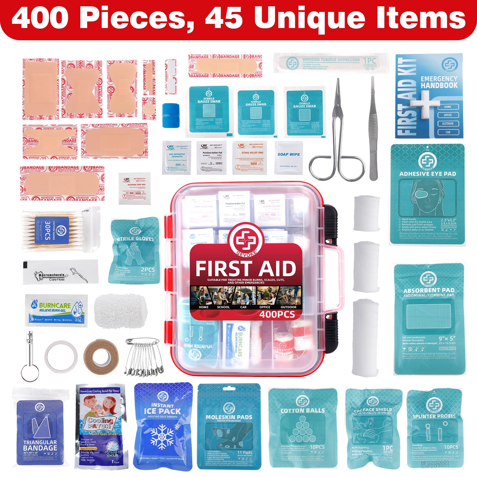 Gevoke kit two-layer interior with dividers for easy reach of supplies