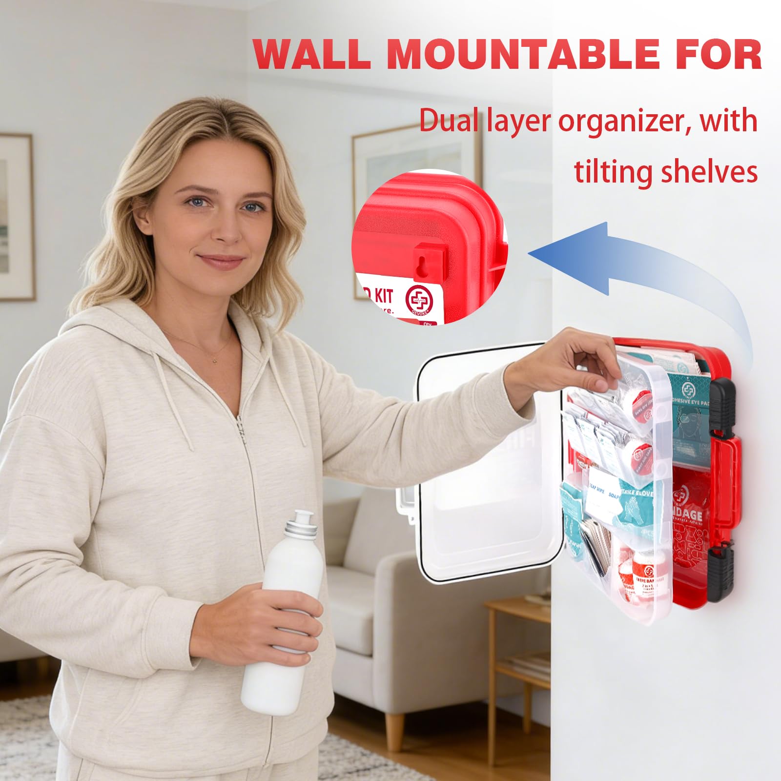 Gevoke kit wall-mount hook enabling convenient placement in any space