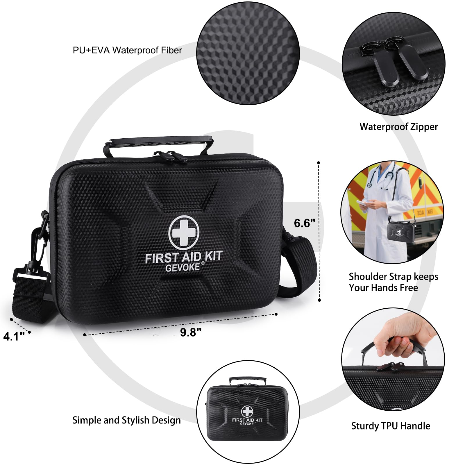 Gevoke hard shell case with waterproof EVA surface and rugged zippers