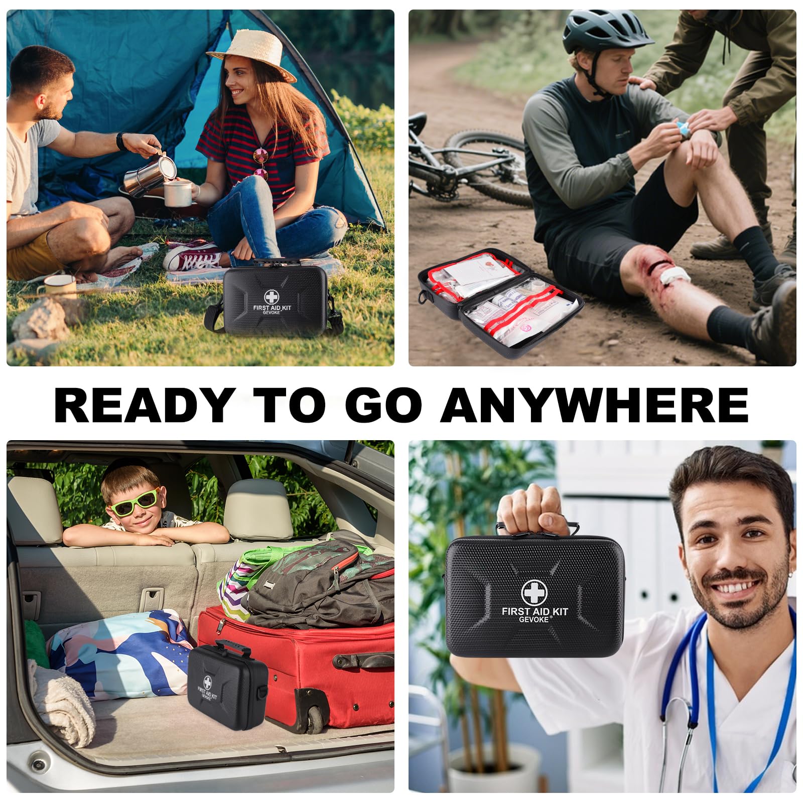 Gevoke first aid kit with comprehensive supplies in a compact package
