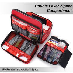 Interior labeled compartments for quick access in emergencies